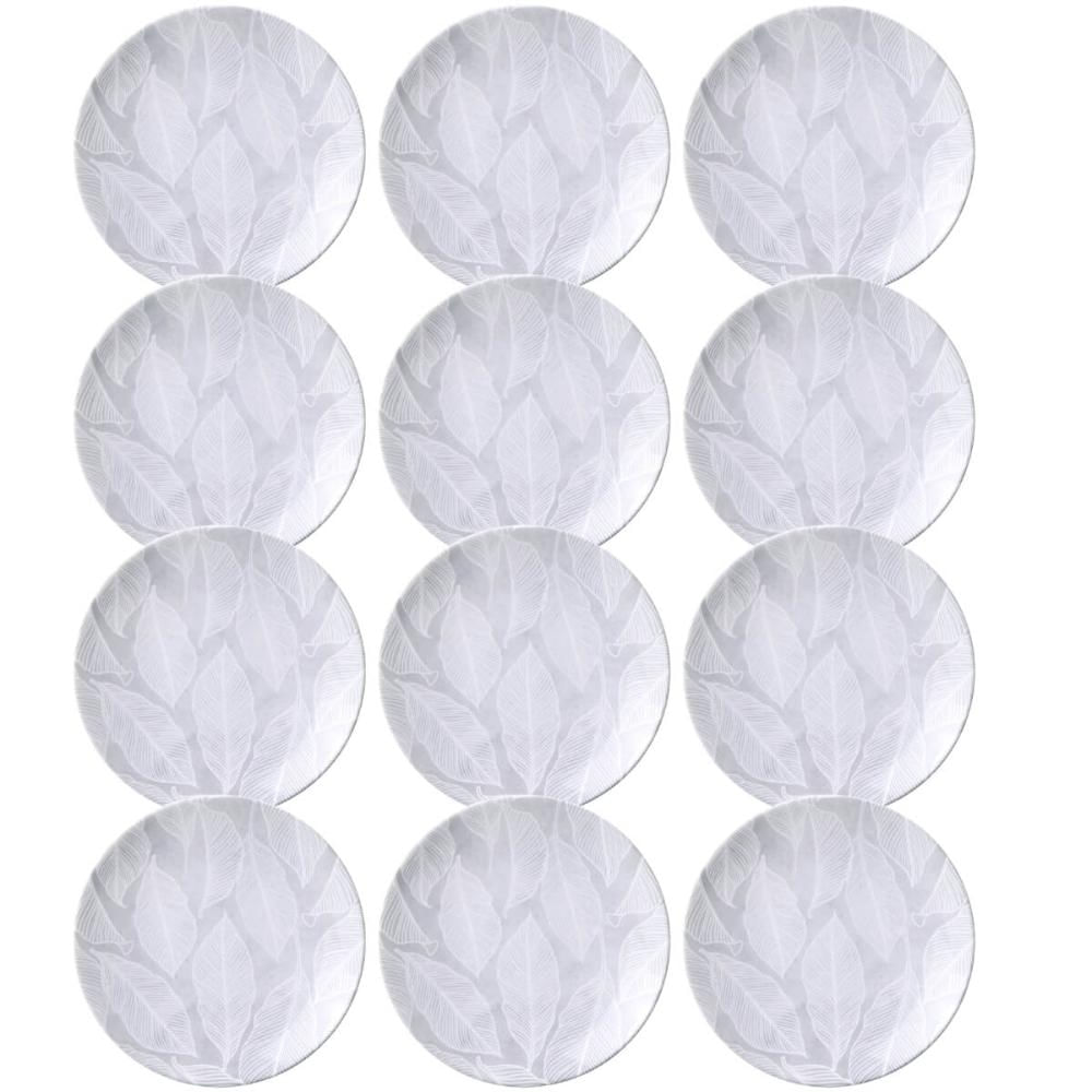 Jogo 12 Pratos de Sobremesa 19cm Rasos Porcelana Tramontina Arbo Mesa Posta