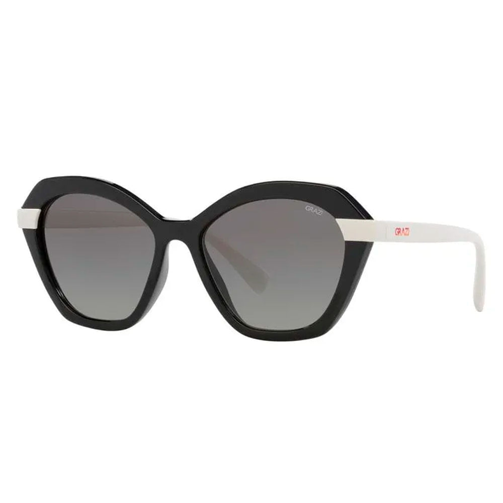 Óculos de Sol Feminino Grazi Irregular GZ4059 Cor Preto e Branco Gelo Óculos de Sol Feminino Gra