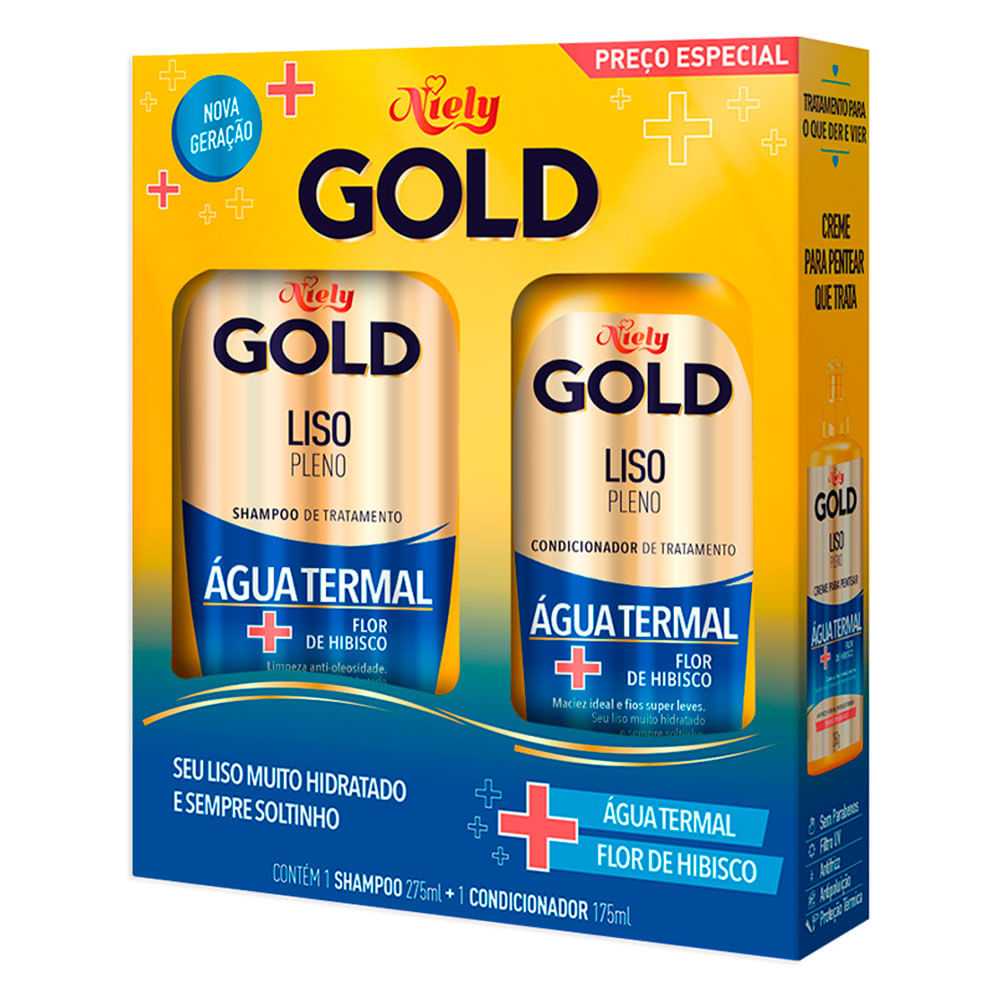Niely Gold Liso Pleno Kit – Shampoo + Condicionador — Kit