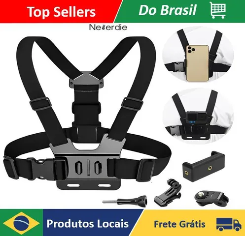 [Grupo de 3] Suporte de peito ajustável para celular e GoPro