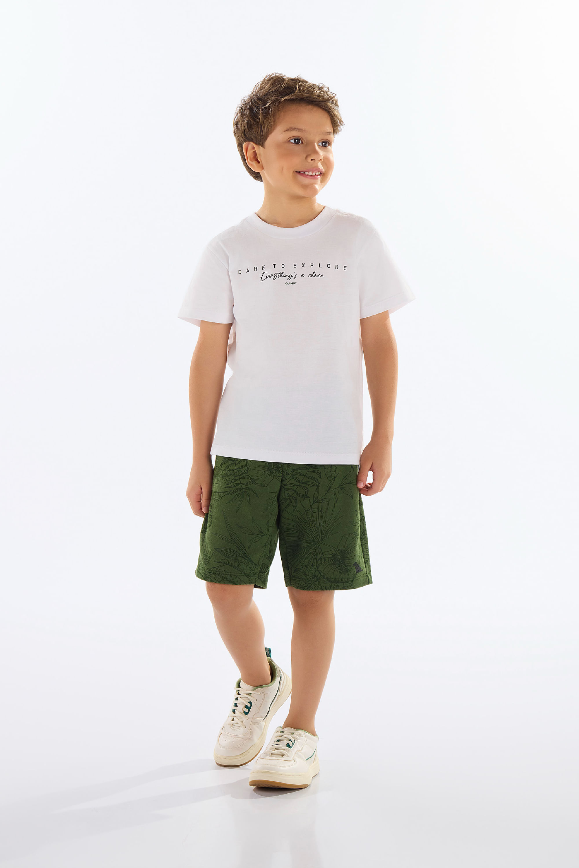 Conjunto com Camiseta e Bermuda Infantil (Branco) Quimby — 04