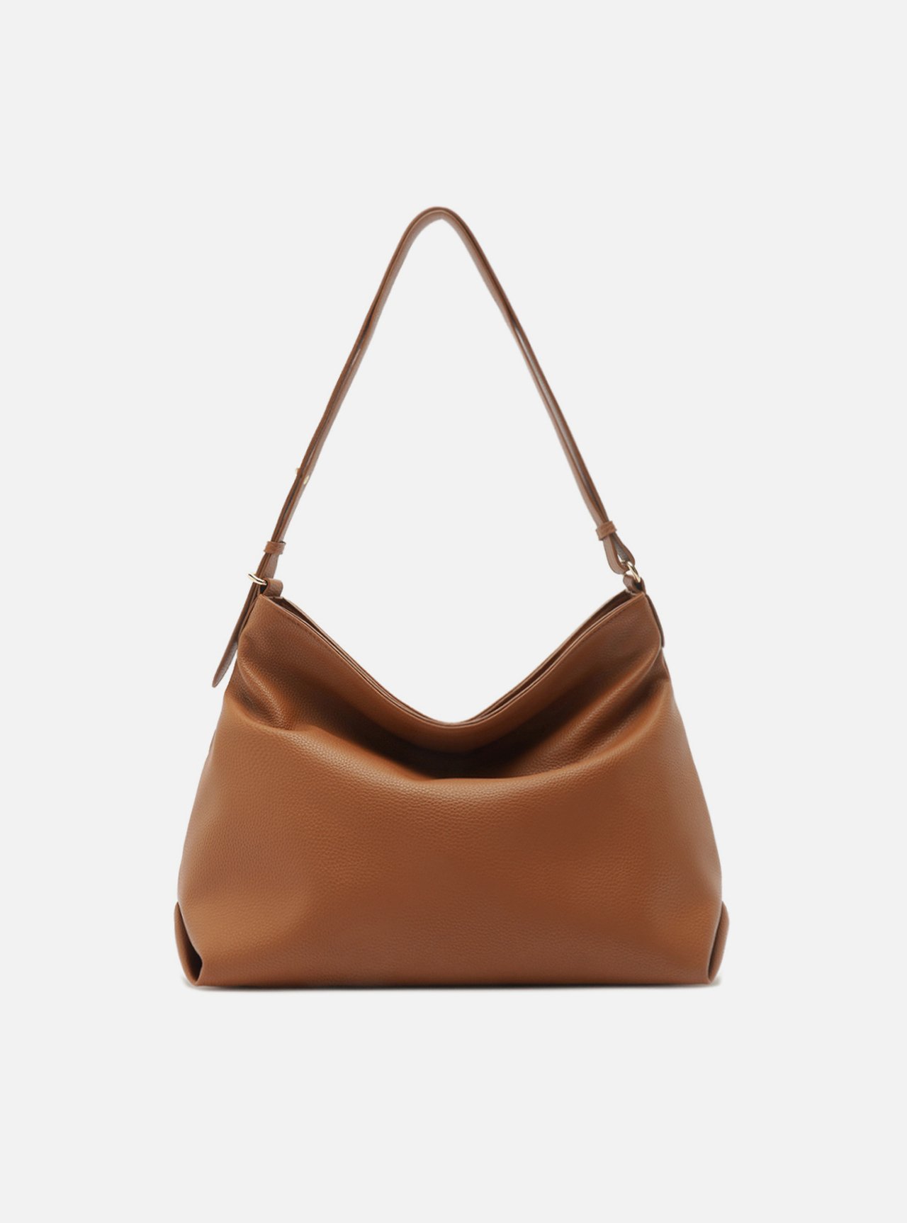 Foto 3 de Bolsa Hobo Caramelo Média Granulada Metais