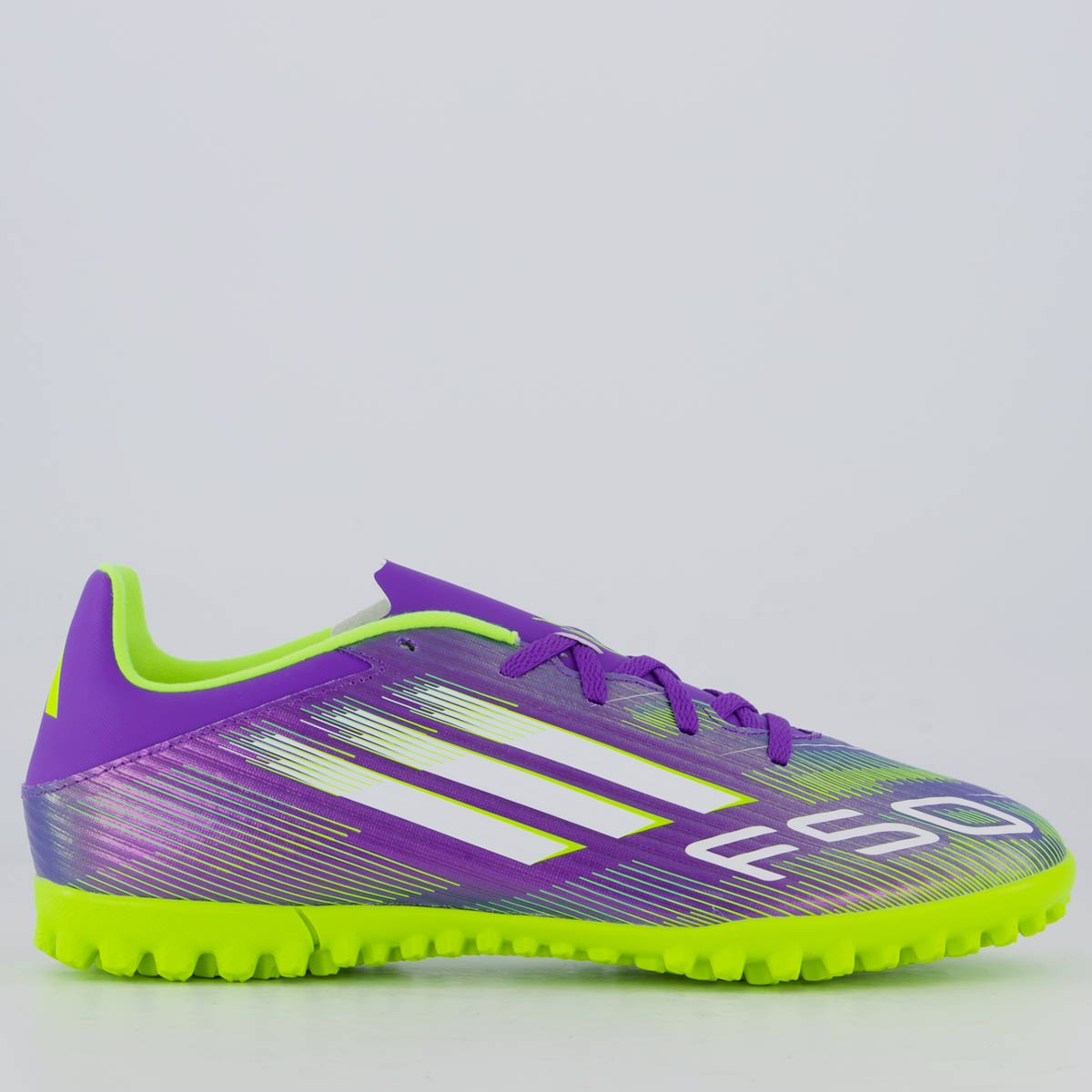 Chuteira Adidas F50 Club Society Roxa e Verde