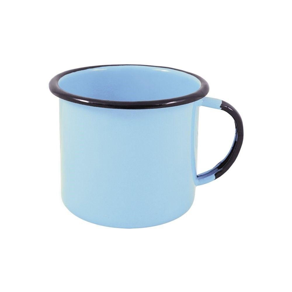 Caneca Grande Esmaltada Azul Claro 370 Ml Ewel
