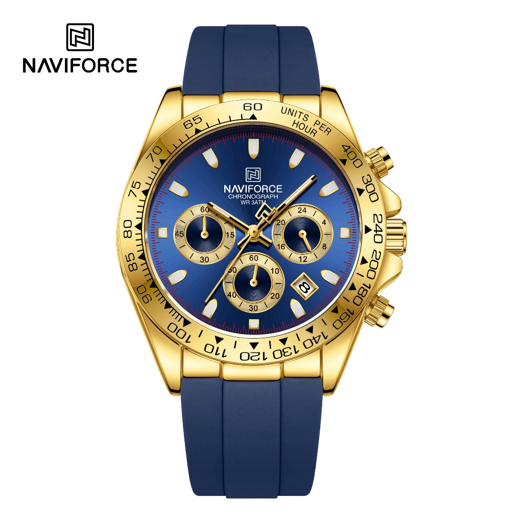 NAVIFORCE 8054 Relógio Cronógrafo De Quartzo Multifuncional Com Pulseira De silicone De Três Olhos De Seis Agulhas