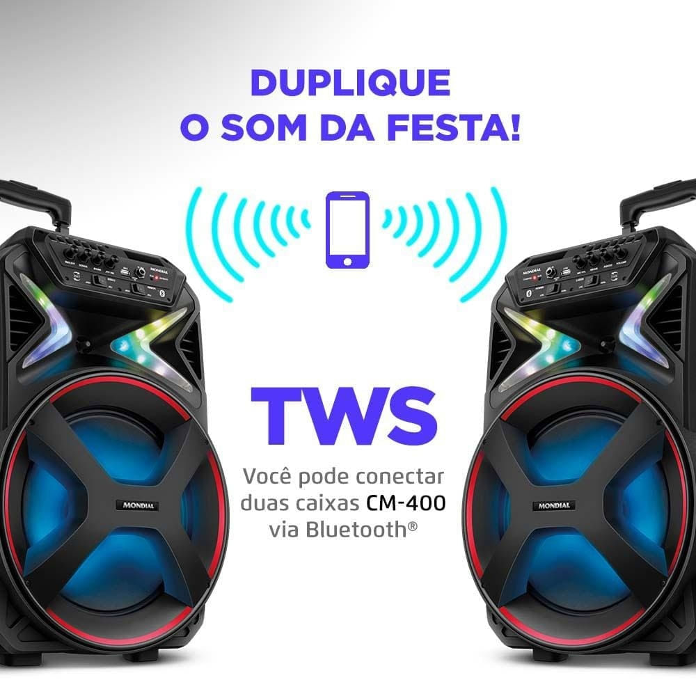 Foto 4 de Caixa Amplificada Mondial CM-400 com Bluetooth, USB e Rádio FM - 400W