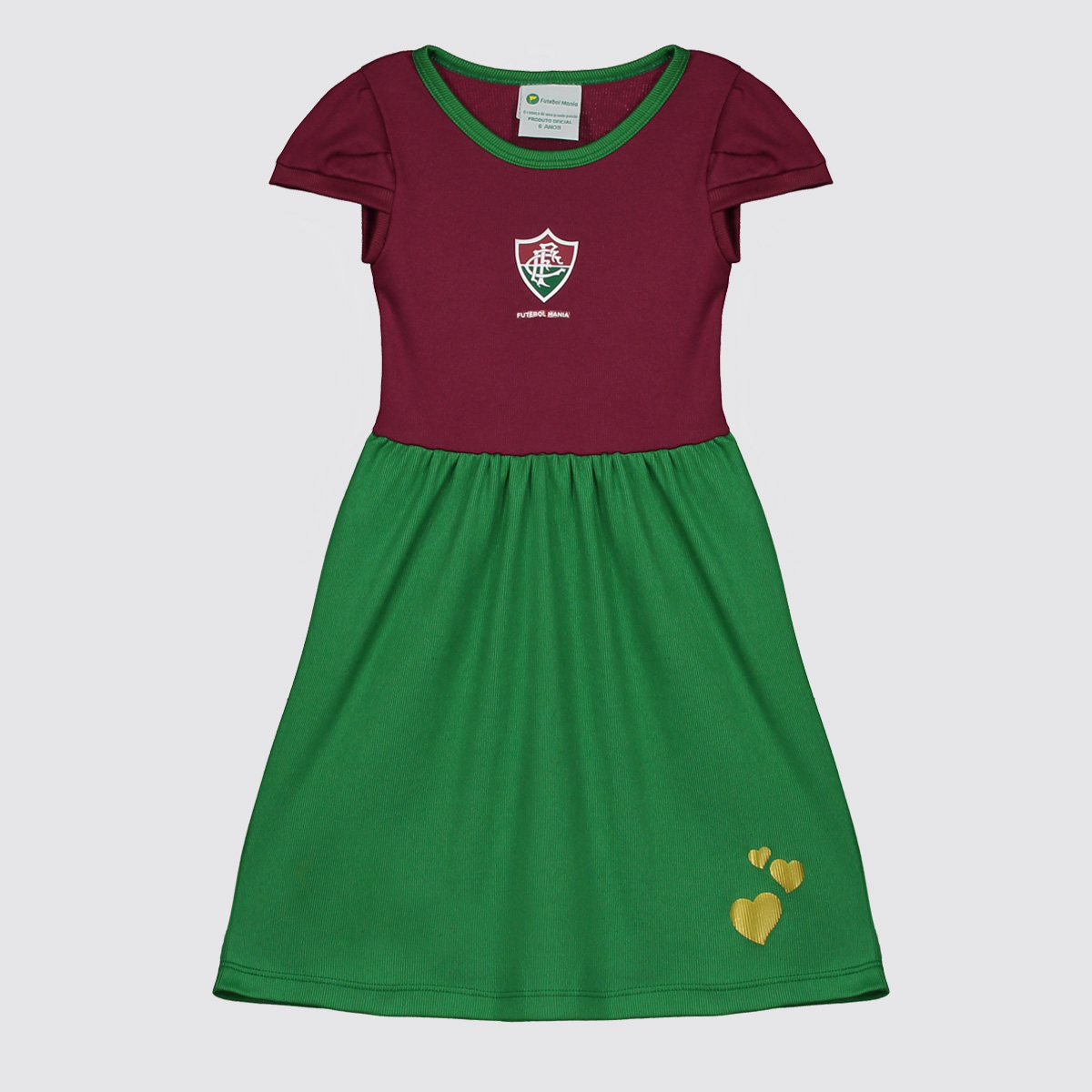 Vestido Fluminense Infantil Bordô e Verde