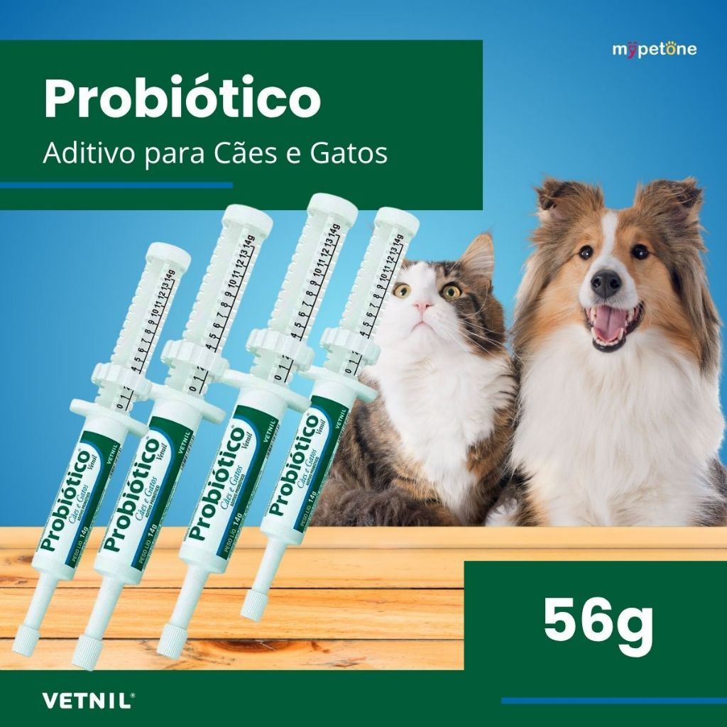 Kit 4 Probiótico Vetnil Suplemento para Cães e Gatos - Seringa 14g