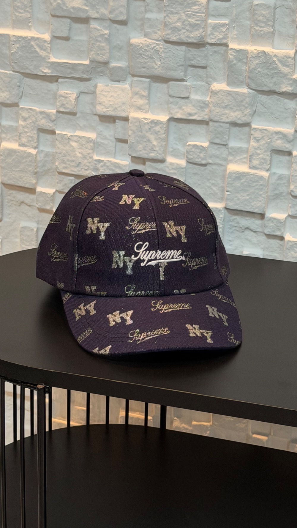Boné Supreme Monogram 6-Panel Navy SS26-W19 — Único, Novo