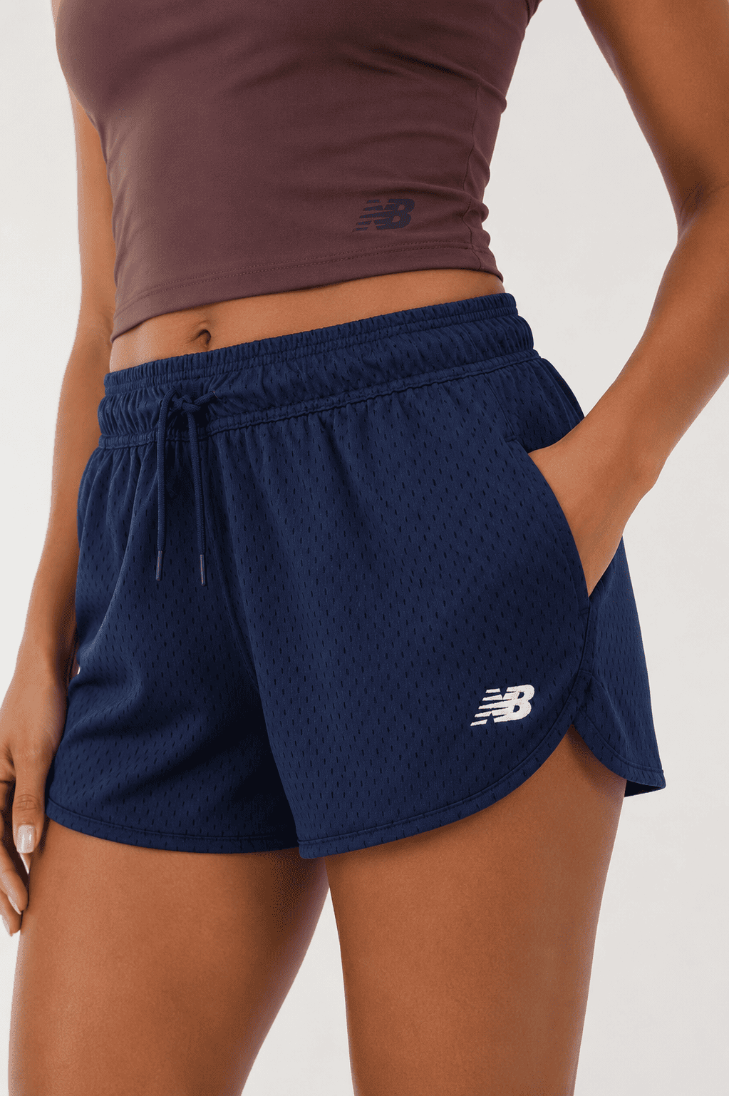 Shorts New Balance Boxer Mesh Small Logo Blue — P / M / G, Novo