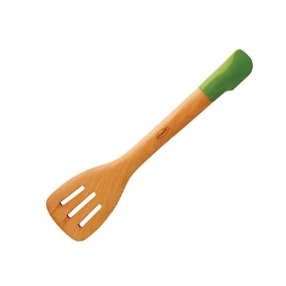 Foto 3 de Espátula Bambu Vazada Ponta Dupla em Silicone Verde Chef'n