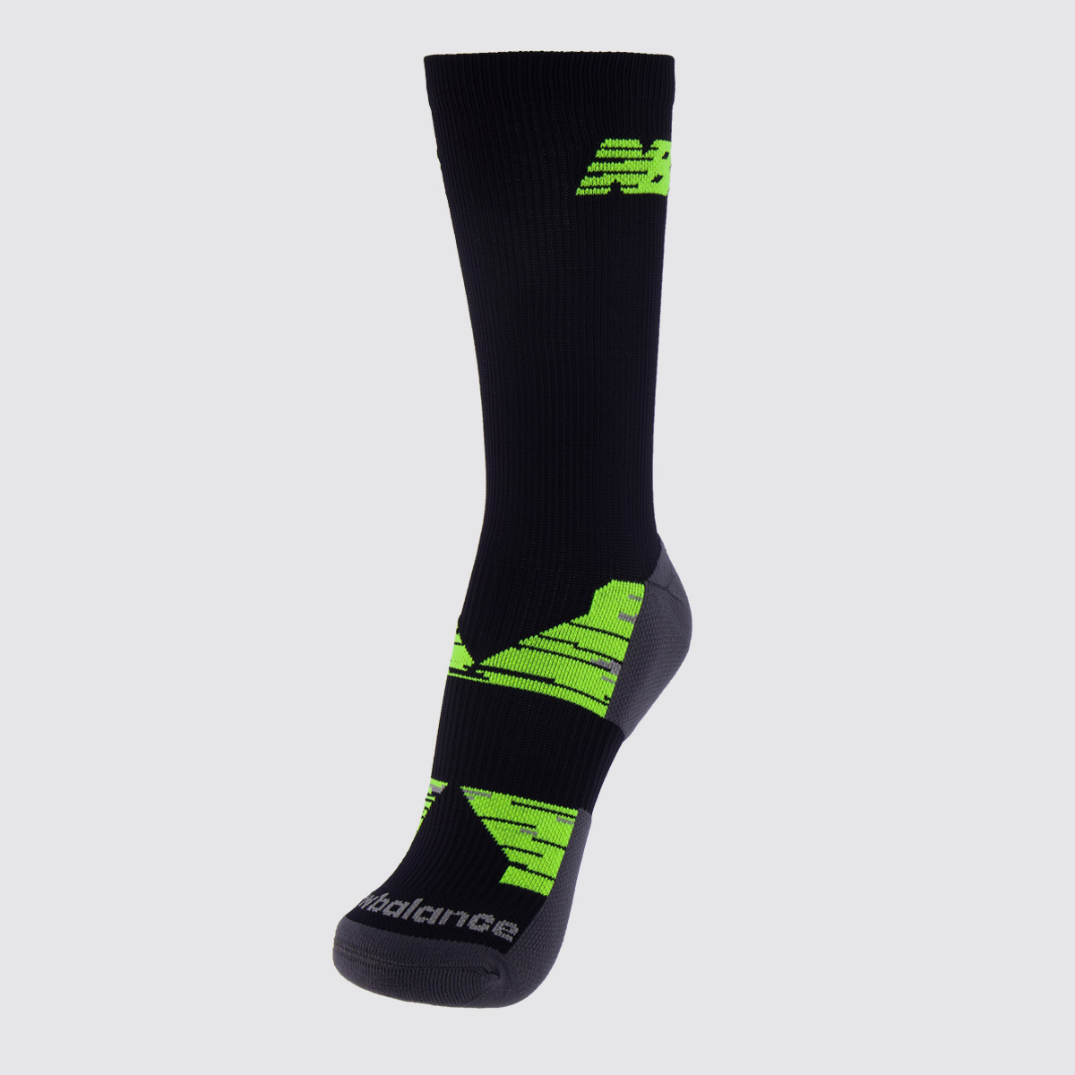 Meia New Balance Cano Longo Performance Preta e Verde