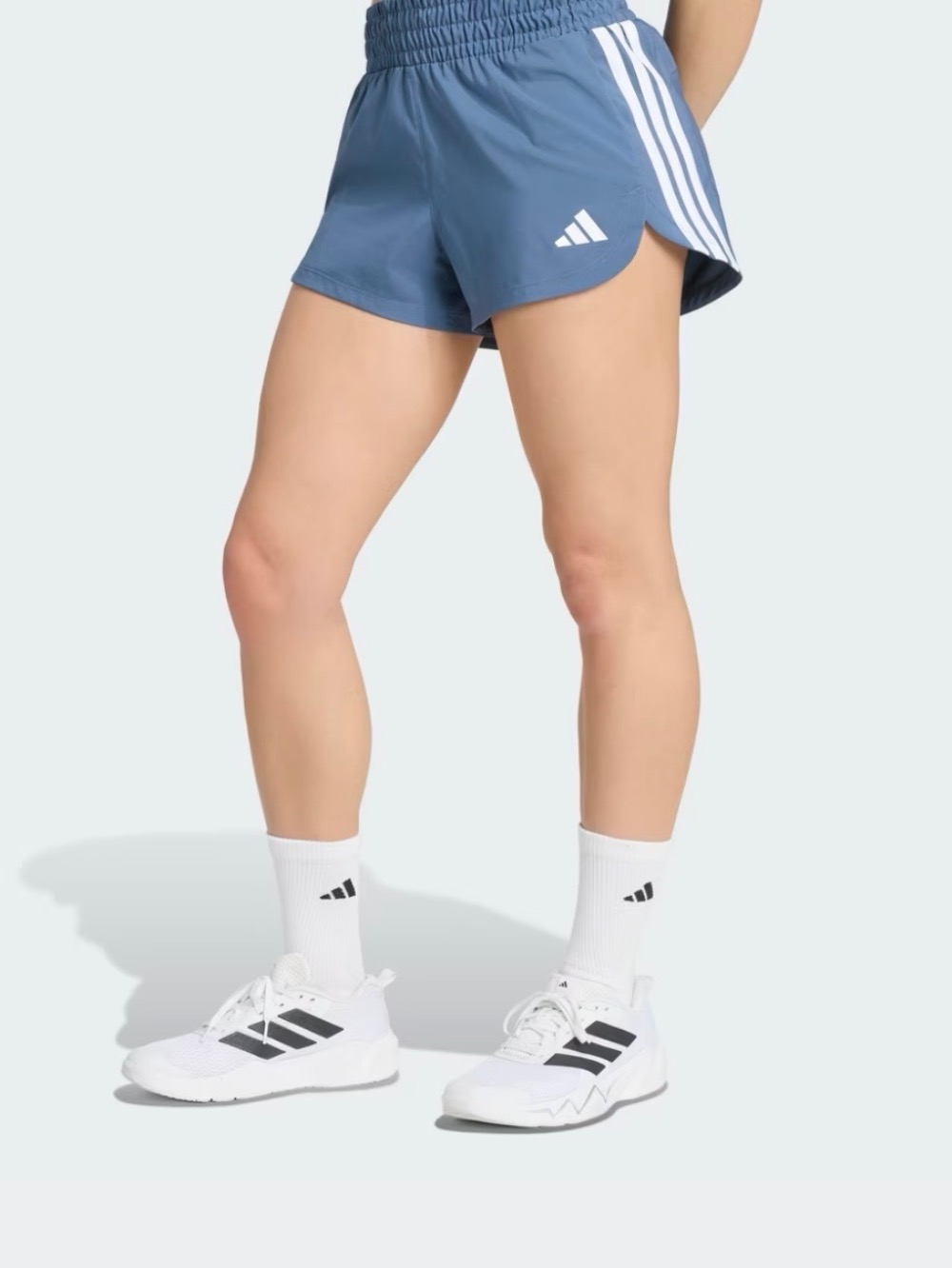 Shorts adidas Malha Cintura Alta Pacer Workout Preloved Ink White — PP / P / M / G / XG, Novo