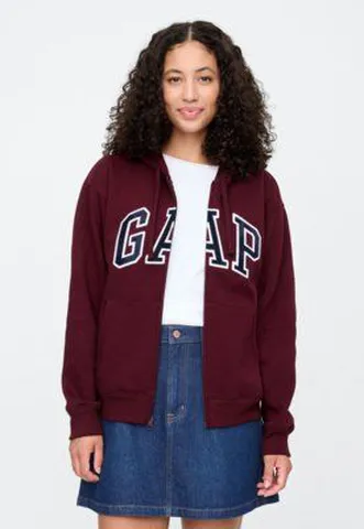 Blusa de Moletom Aberta GAP Reta Logo Bordô