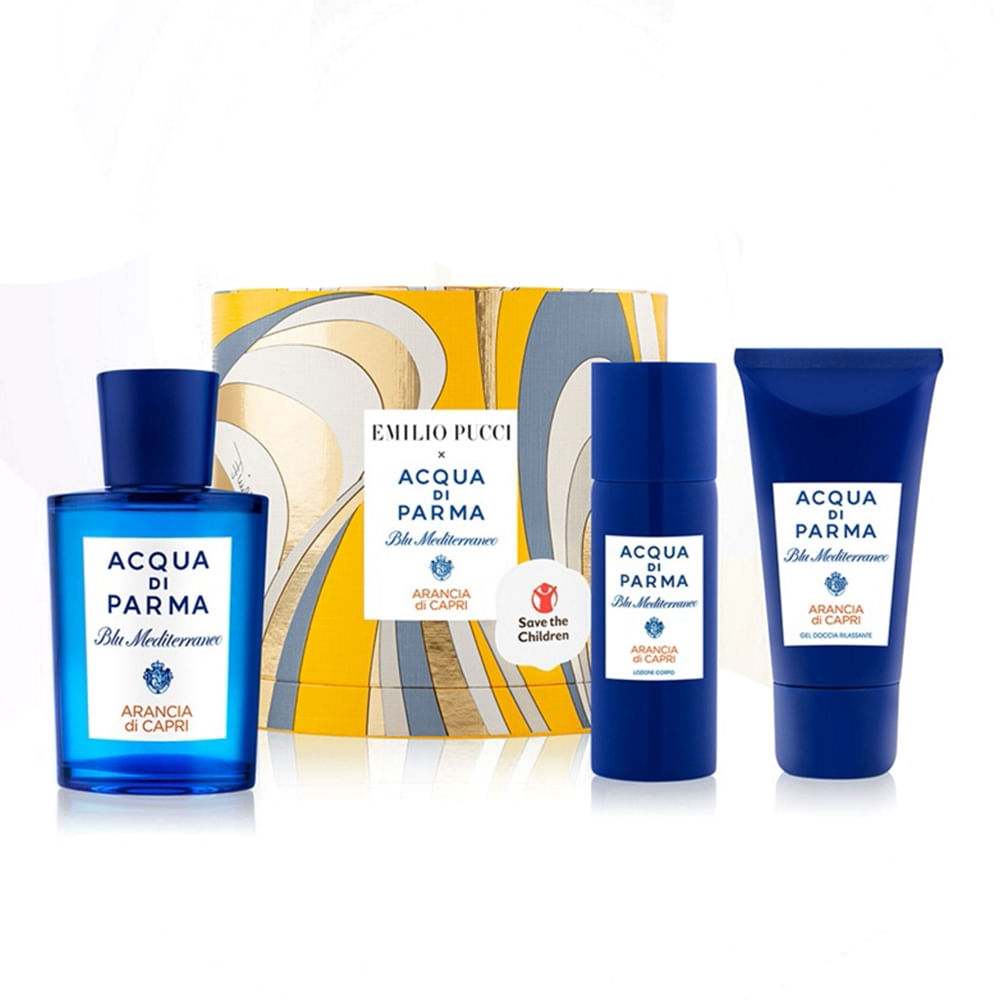 Acqua Di Parma Blu Mediterraneo Arancia Di Capri Edt 75ml + Gel De Banho 40ml + Loção Corporal 50ml.
