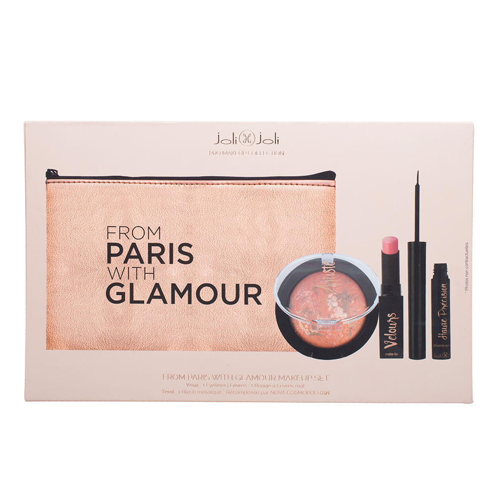 Joli Joli From Paris With Glamour Kit – Delineador + Blush + Batom + Necessaire — Kit