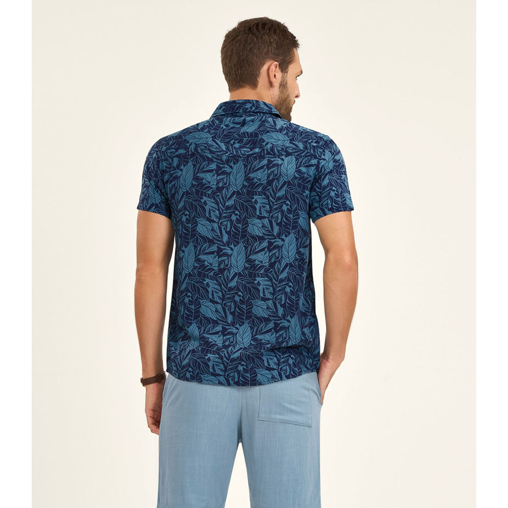 Foto 2 de Camisa Masculina Manga Curta Diametro Azul