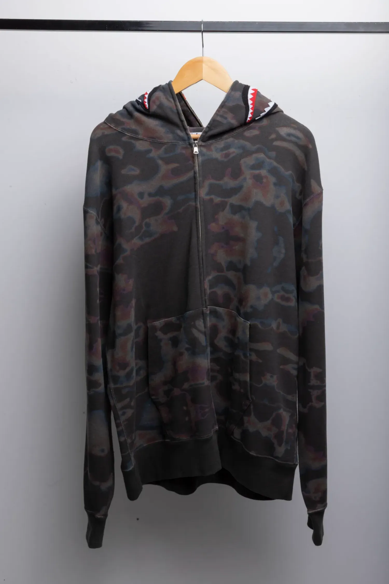 Moletom BAPE Thermography Shark Full Zip Hoodie Black — XXG, Usado