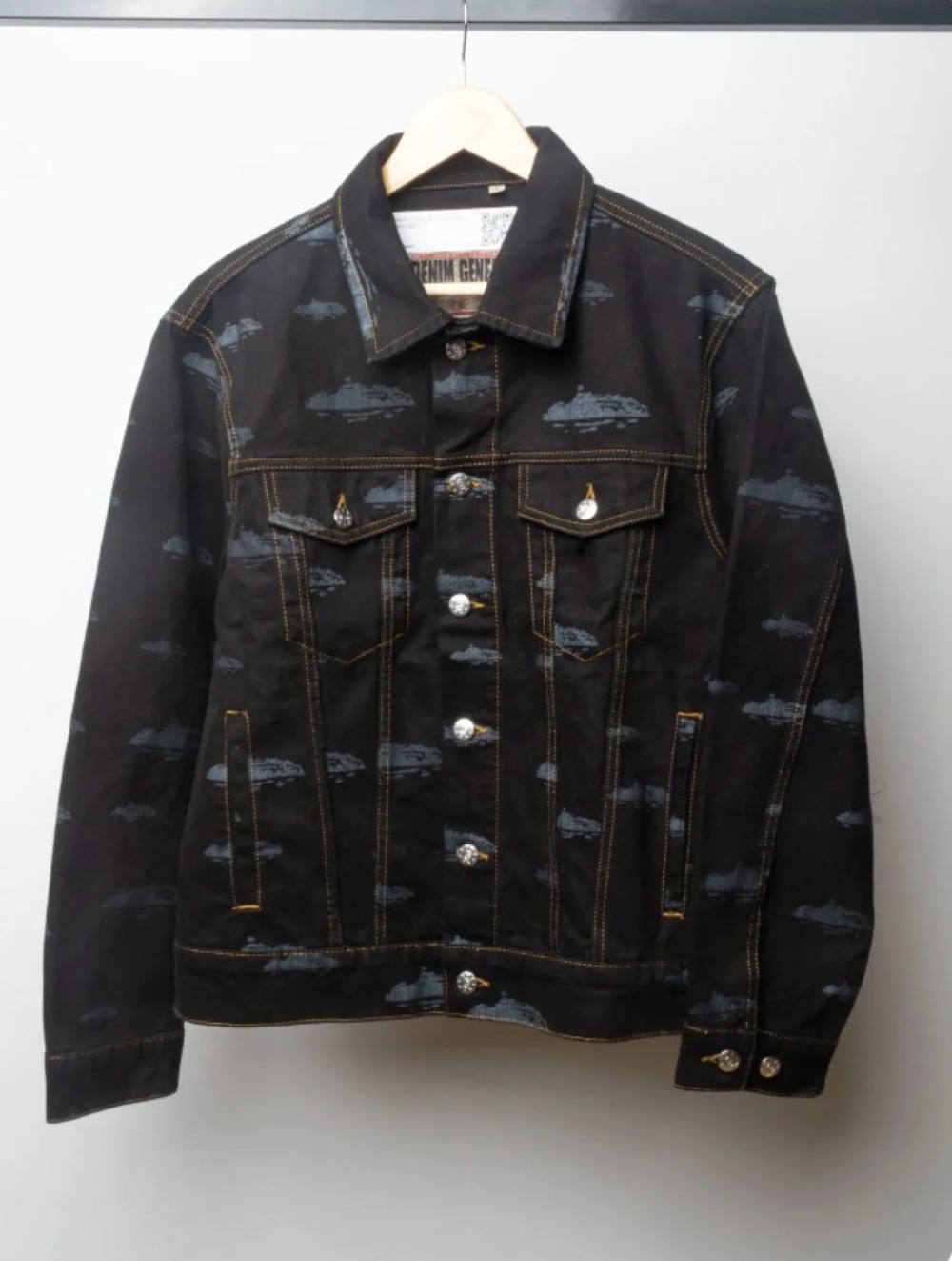 Jaqueta Corteiz Alcatraz Pattern Denim Black — P, Novo