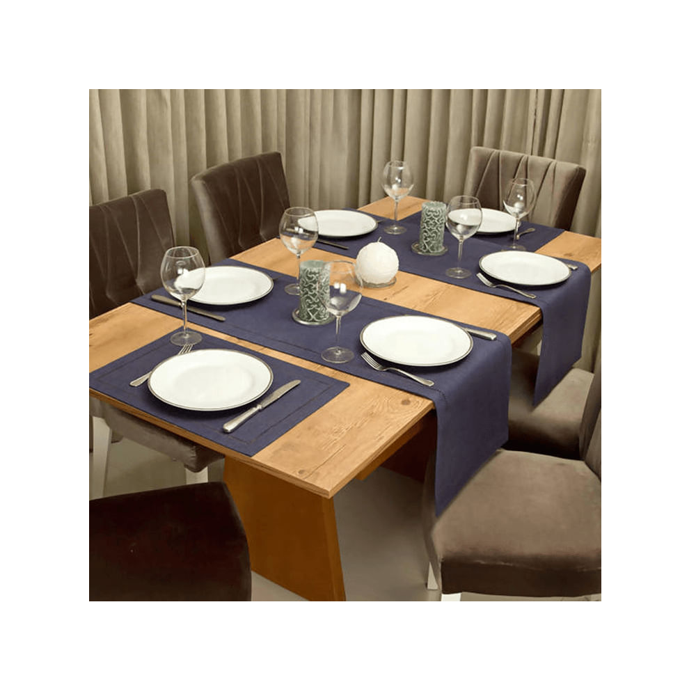 Caminho De Mesa Glamour Navy 40X180cm - Argivai