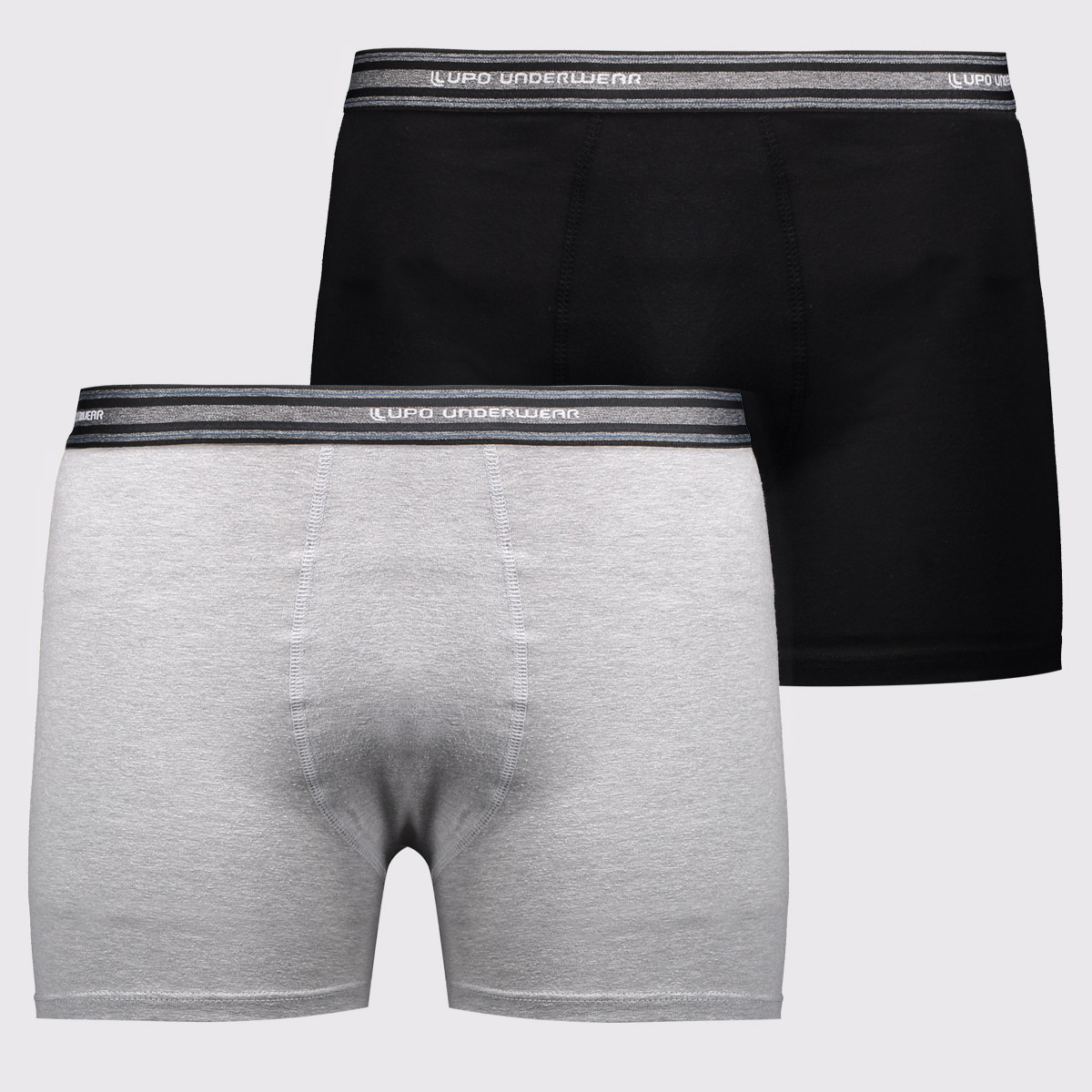 Kit 2 Cuecas Boxer Lupo Algodão com Elastano Preta e Cinza
