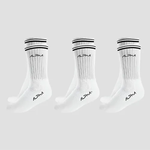Kit 3 Meias Cano Médio Alpha Branco U