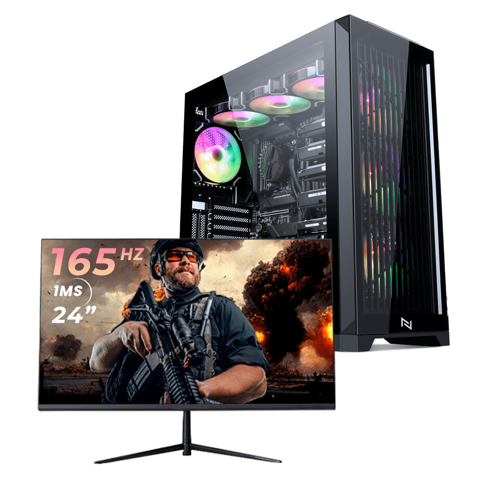Pc Gamer Completo Black Myth High Ryzen 7 5700, 16GB 3200Mhz, (RTX 4060), SSD 480GB, 600W 80 Plus, Monitor 24 165Hz, Neologic - NLI87910