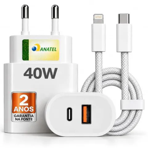 Carregador Turbo 40W USB-C Compatível iPhone