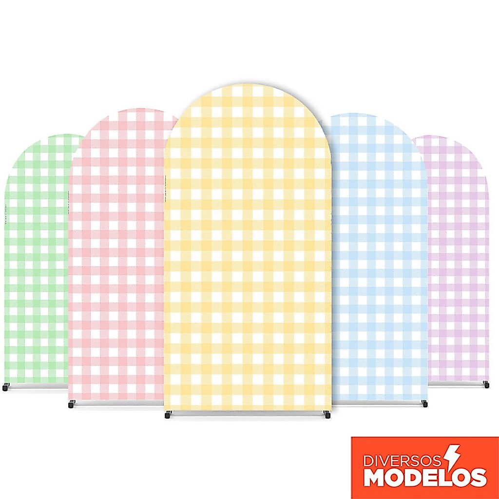 Capa Painel Romano Xadrez Candy 2x1m Em Tecido Sublimado C/Elástico Decoração Festa