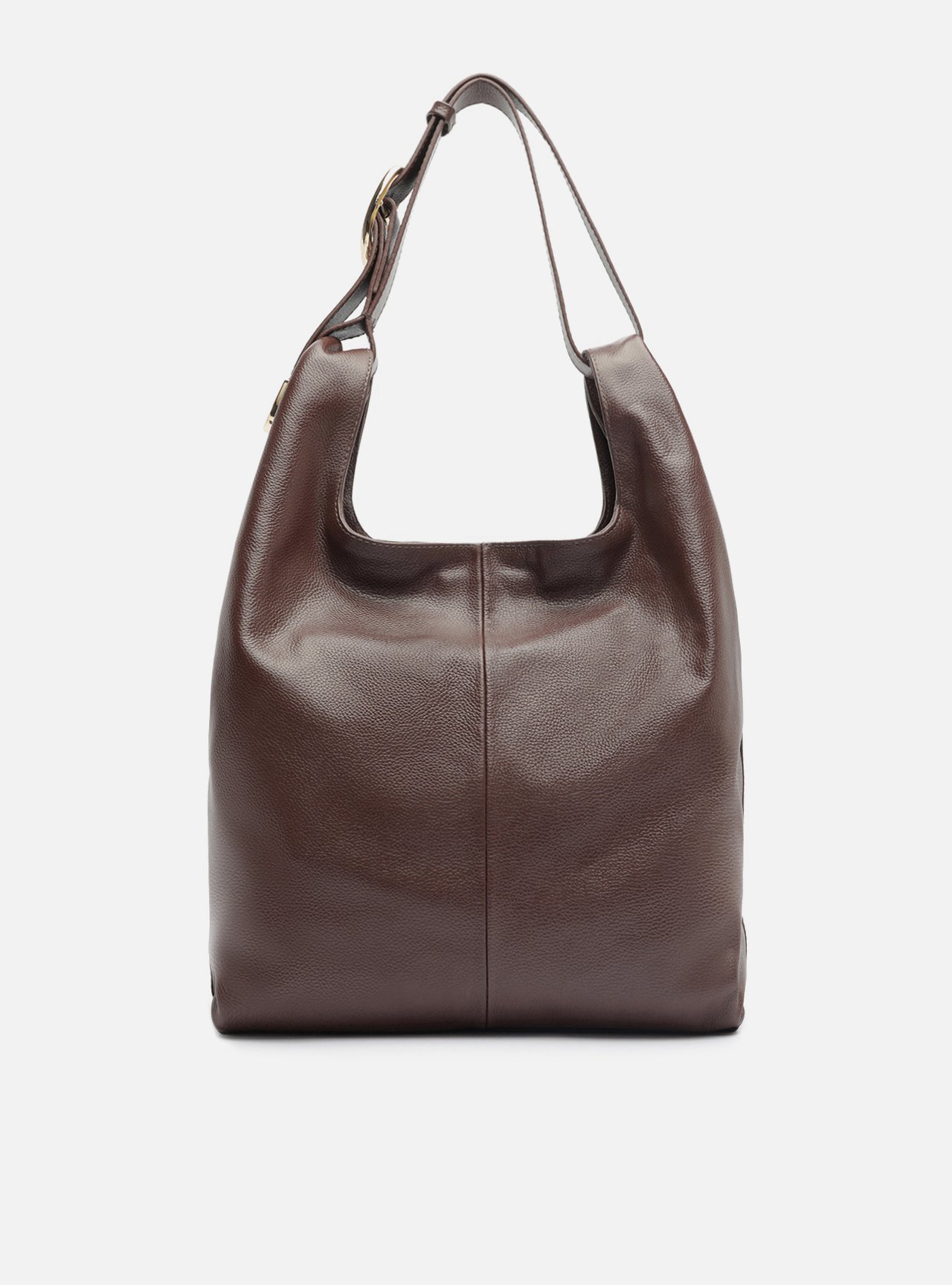 Foto 3 de Bolsa Hobo Marrom Couro Média