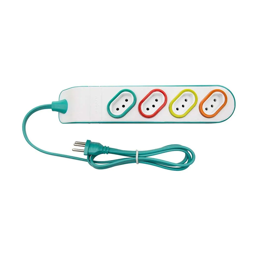 EXTENS MULTITOMADA PP 3X0,75 2P+T 10A TURQUEZA 5M DANEVA