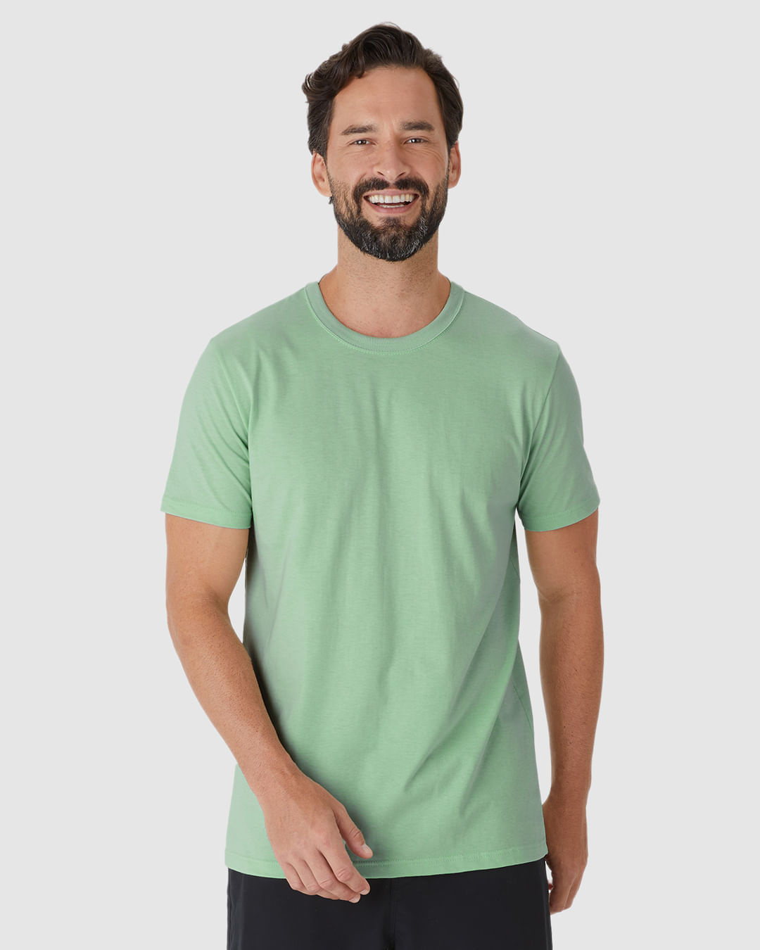 Camiseta Essencial Masculina Slim Decote Redondo Em Algodão — Verde - G