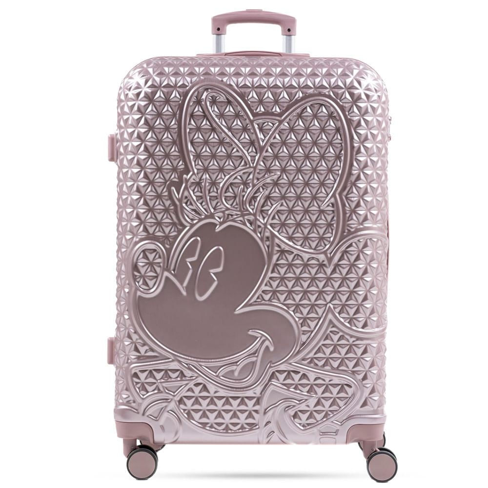 Mala de Viagem Grande 32 Kg ABS 4 Rodas Minnie Epcot Rosé G / Rosé