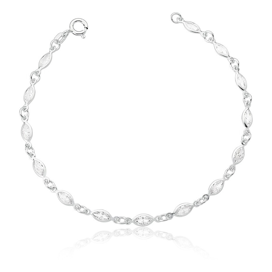 Pulseira navetes em zircônia prata 925