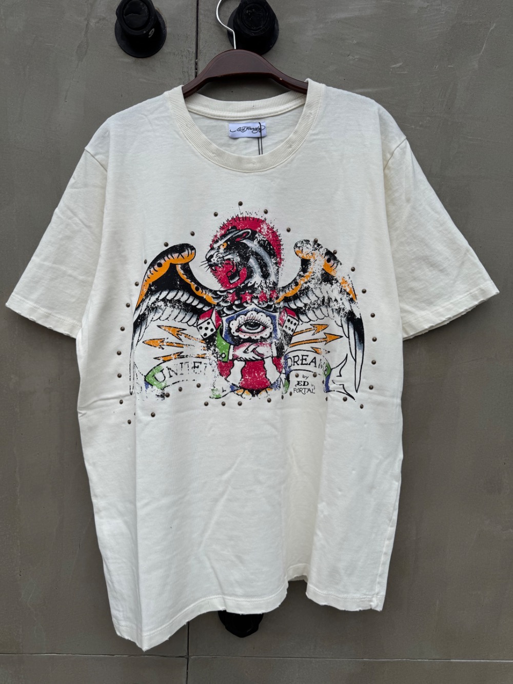 Matuê x Ed Hardy Camiseta Until Dreams Off White — P / M / G / XG, Novo