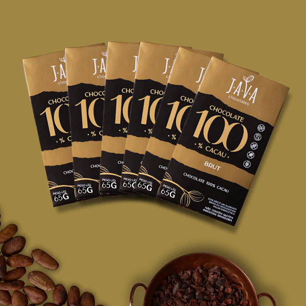 Chocolate 100% cacau bean to bar BRUT - 6 tabletes de 65g