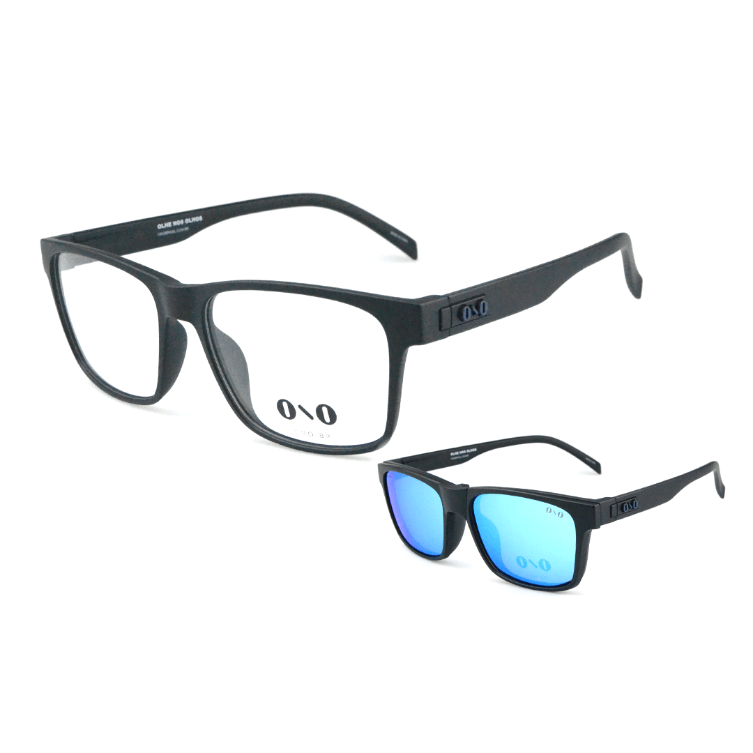 Óculos de Sol Ono ON0031CP Masculino Retangular Injetado Preto Fosco Com Lente Azul Espelhada 56 Óculos de Sol Ono ON0009S Feminino Quadrado Levemente Gateado Poliamida Injetada Vi