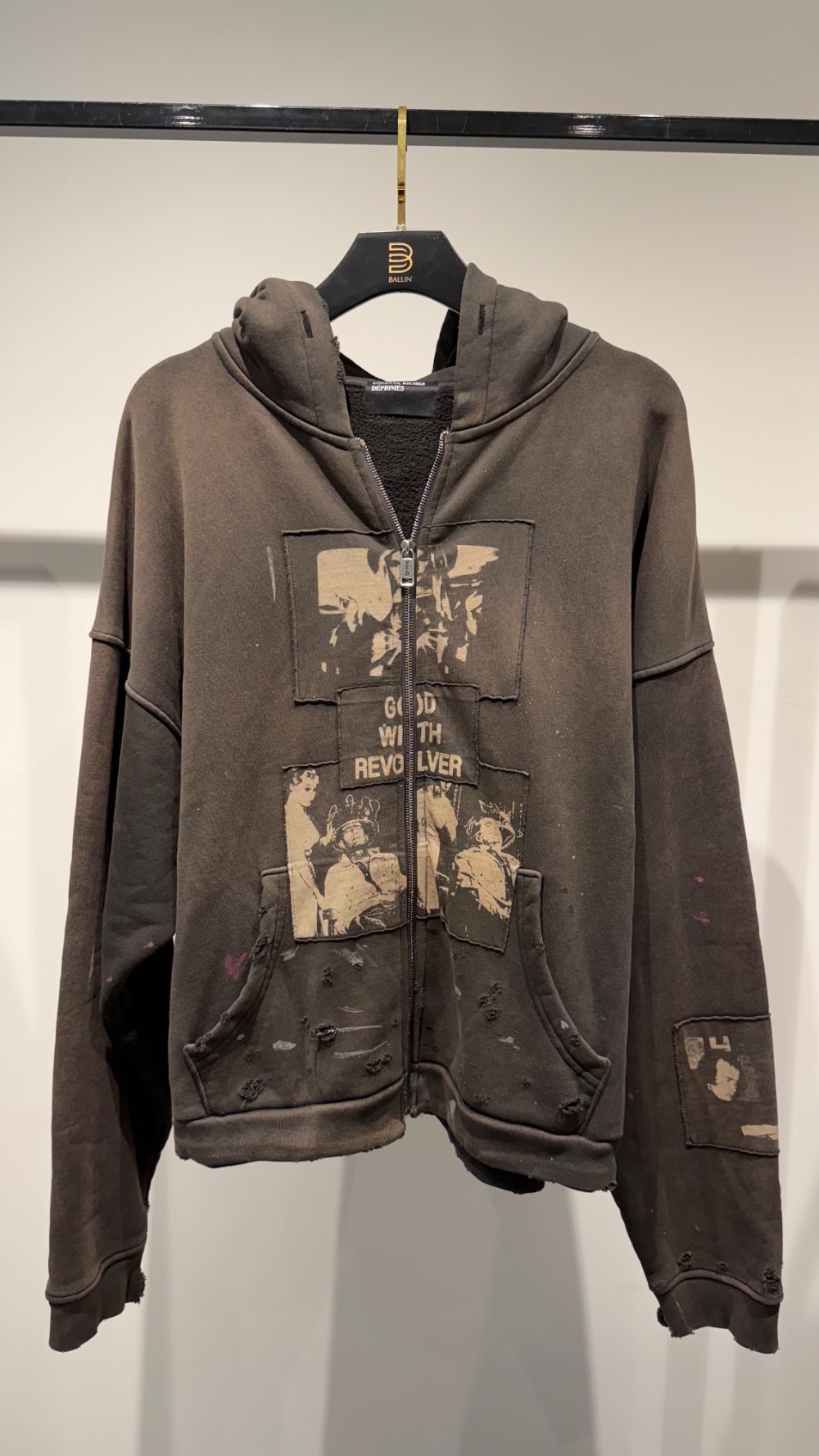 Jaqueta Enfants Riches Deprimes God With Revolver Zip Sun Faded Black — G, Novo