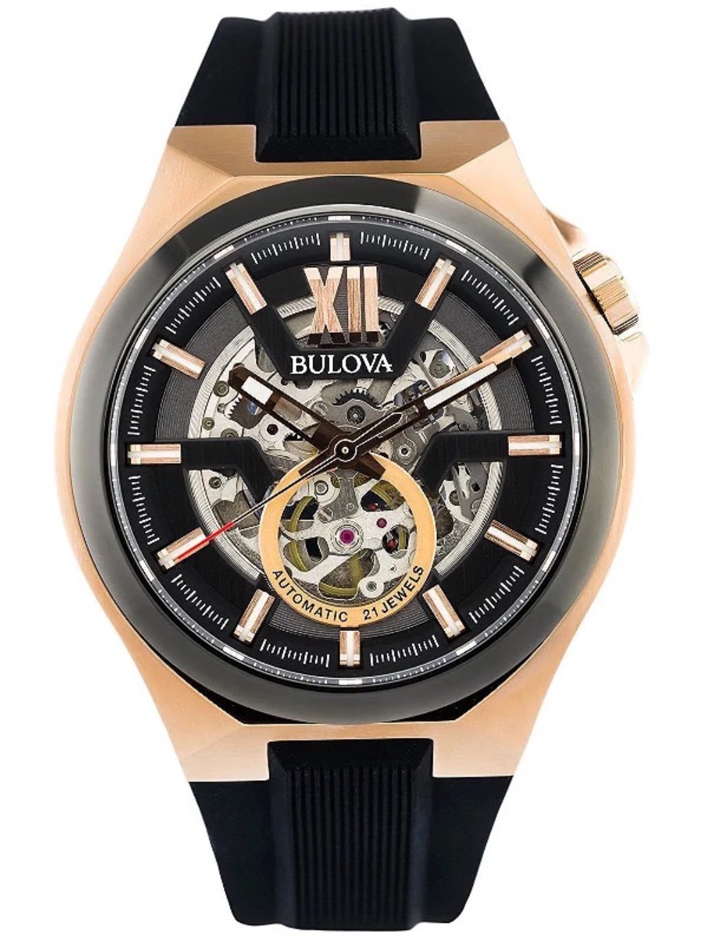 Relógio Bulova Skeleton Machine Steel 46mm — Único, Novo
