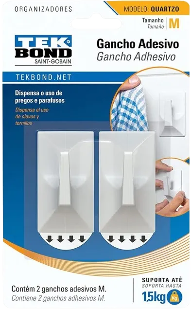 GANCHO QUARTZO DE PLAST BRANCO M TEKBOND