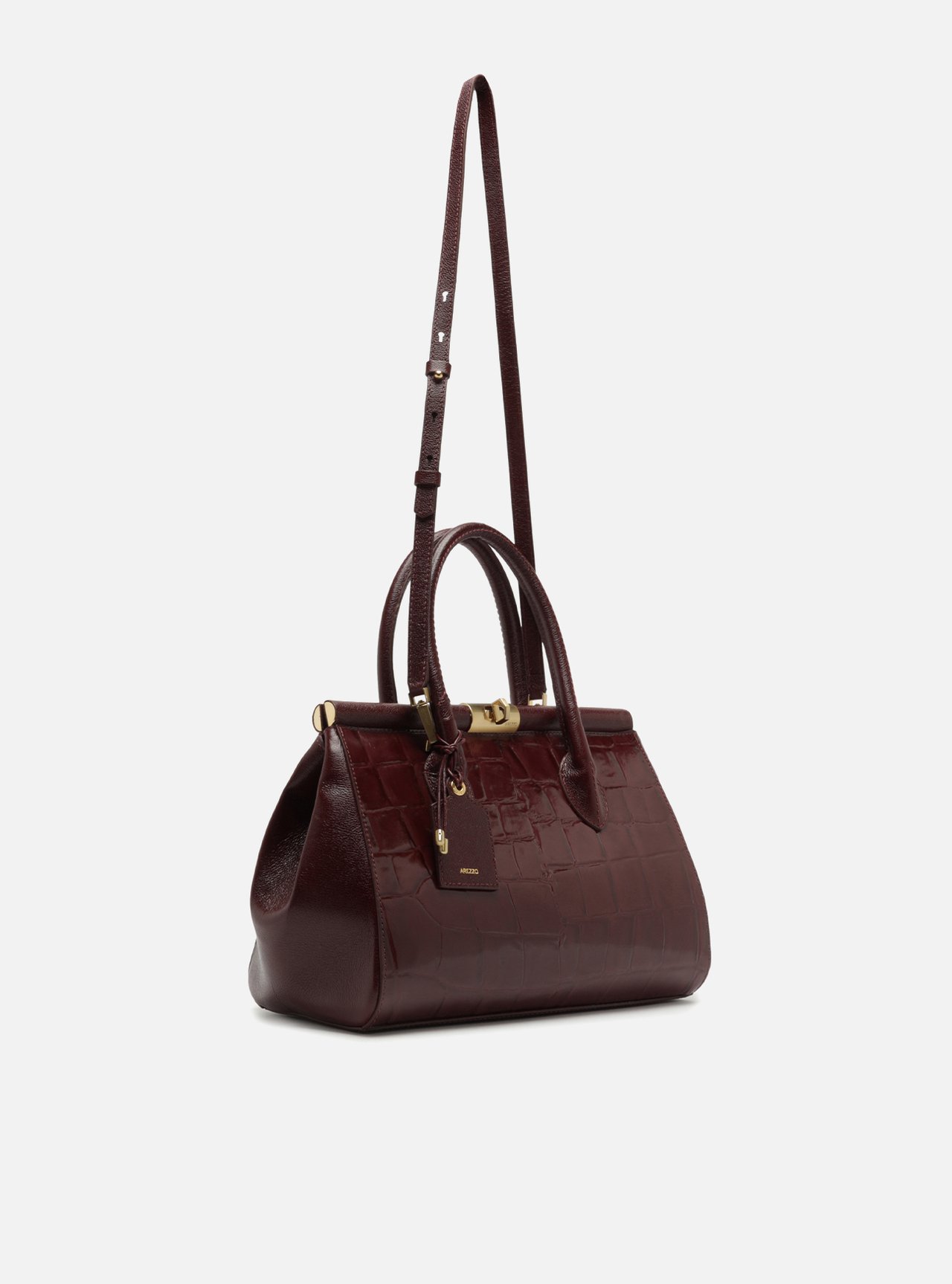 Foto 5 de Bolsa Tote Vinho Couro Maxi Croco Grande