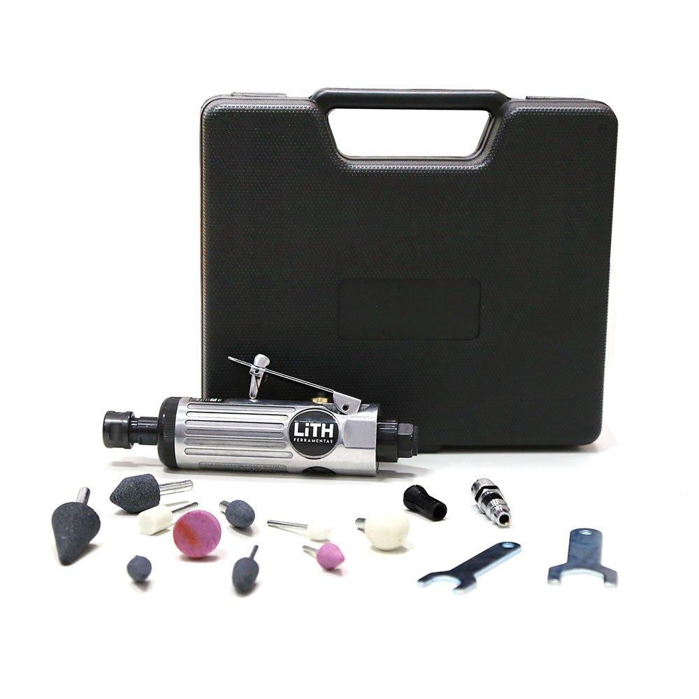 Mini Retífica Pneumática Reta 1/4" com Acess. 16 peças LITH
