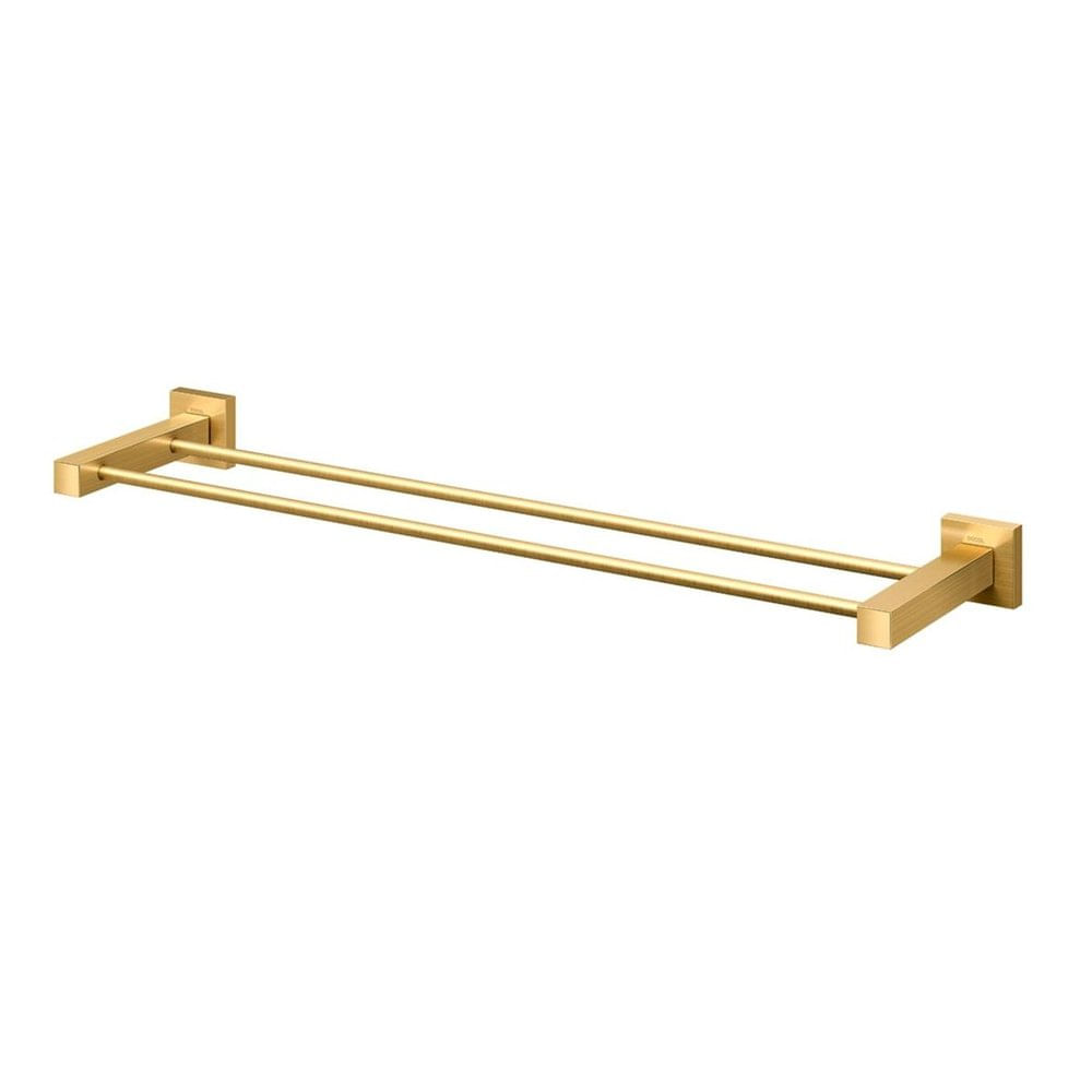 Porta Toalha Bastão Square Duplo Ouro Escovado Docol