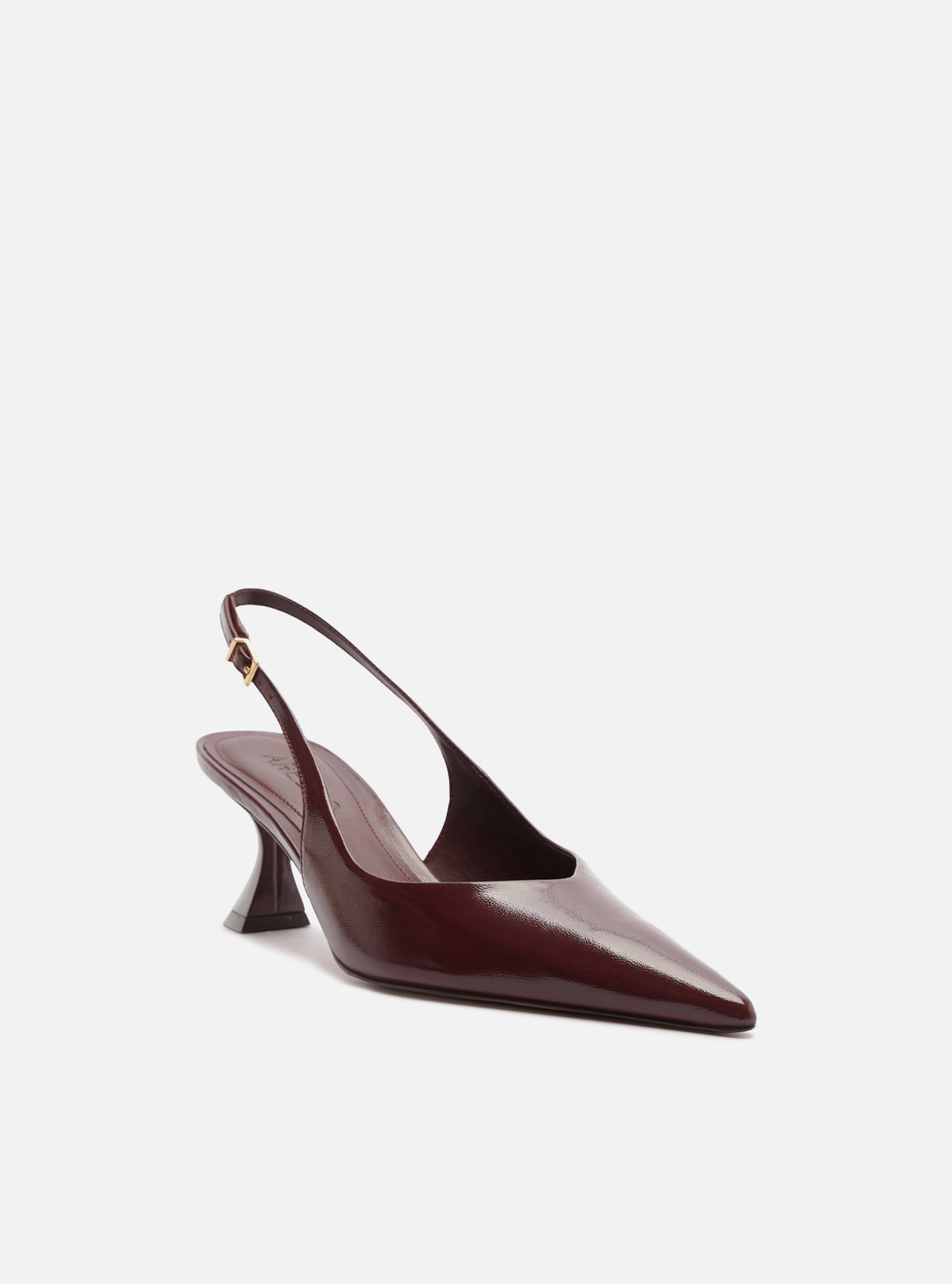 Foto 2 de Scarpin Vermelho Couro Salto Geométrico Slingback