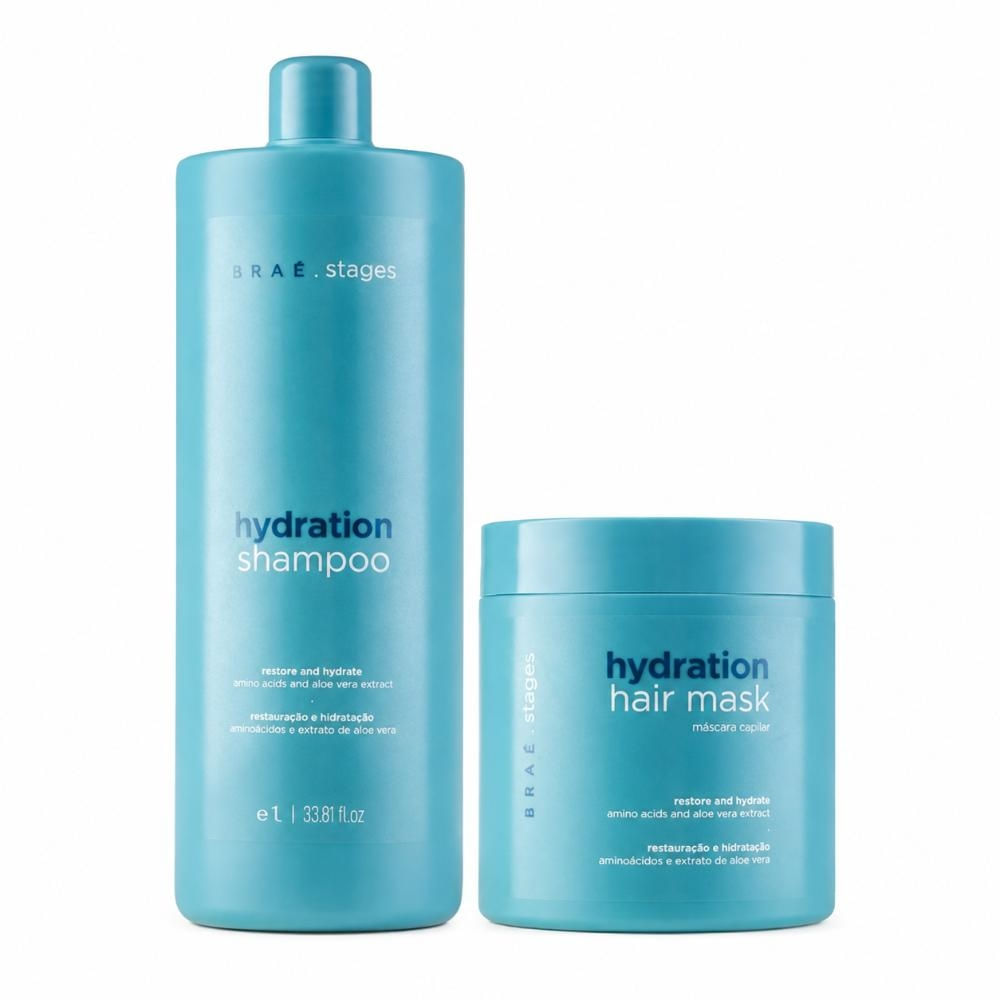 KIT BRAÉ STAGES HYDRATION SHAMPOO 1L + MÁSCARA 500G