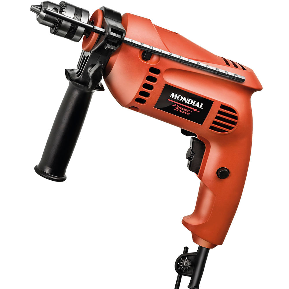 Kit Oficina Furadeira de Impacto Mondial Preto e Vermelho 600W FFI-07M 110