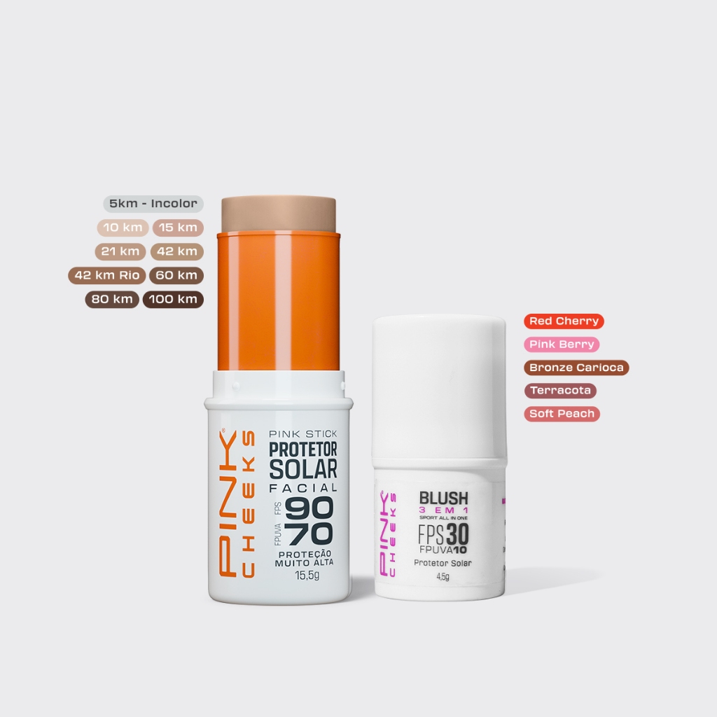 Pink Stick Protetor Solar Filtro Solar Cores + Blush Cores PINK CHEEKS Original Super Promoçao