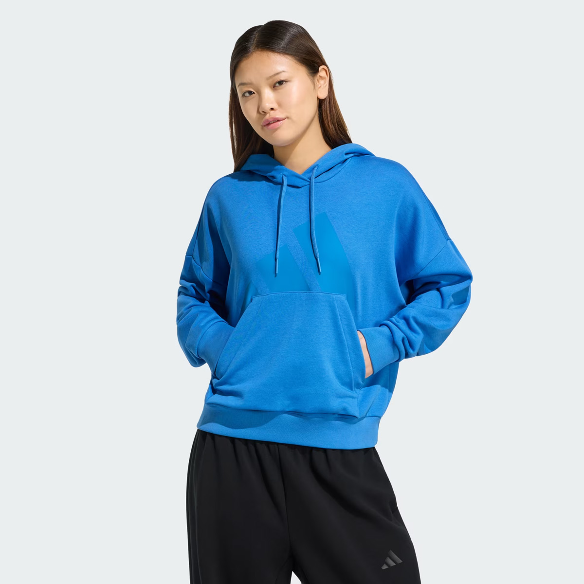 Moletom Adidas Big Logo Ess Com Capuz Feminino Azul