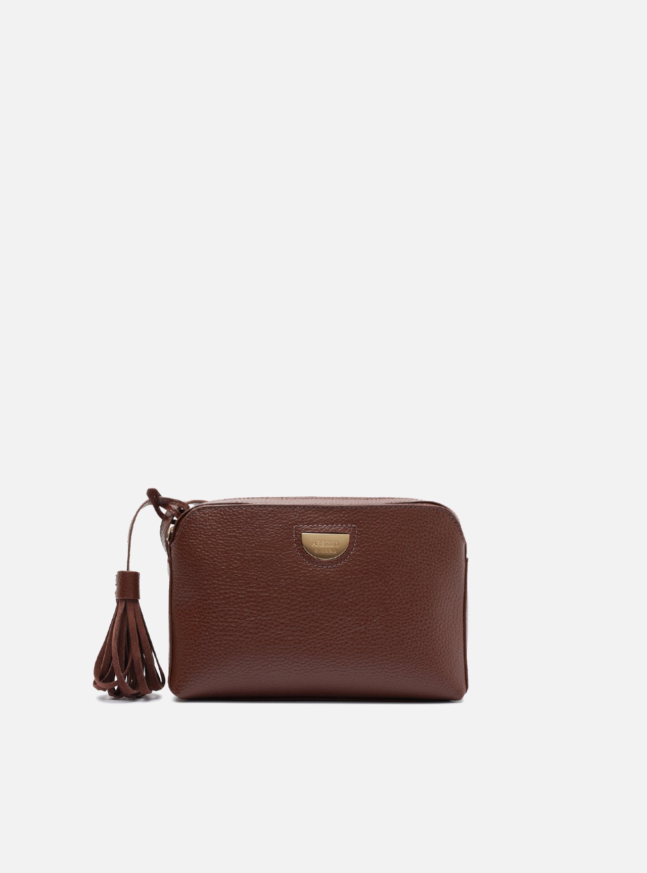 Bolsa Tiracolo Marrom Granulada Franja