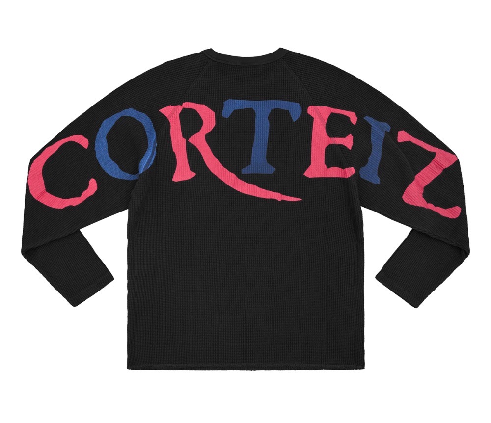 Camiseta Corteiz Long Sleeve Herald Waffle Thermal Black — G, Novo